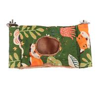 Pilipane Bird Cage Hanging Hammock Warm Plush Double Layer Bird Nest Bed for Parrots Reduce Anxiety Stress Relieve Comfortable Shelter with Log Stand Easy to Clean (Green)