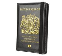 Pilipane Britain Passport Cover PU Leather Antimagnetic Travel Passport Holder with Elastic Belt for ID Card Credit Card CDC Vaccination Card Driver License Storage Black