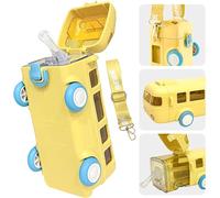 Pilipane Bus Shaped Water Bottle Kids, Portable Outdoor Toddler Water Bottle with Straw, Funny Water Spray Cup, Leak-Proof Drinking Cup for School 500ML
