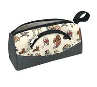 Pilipane Canvas Pencil Case Large Capacity Double Layer Pen Pouch Cute Dog Design Stationery Storage Bag for Students School Office Supplies Durable Canvas Material (Black)