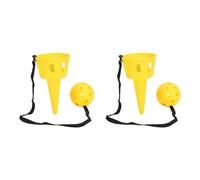 Pilipane Catch A Ball Set Plastic Matte Stable Grip Throw and Catch Ball Game for Reflexivity Exercise Indoor Outdoor Play Children Kids Gift 2 Set (Yellow)