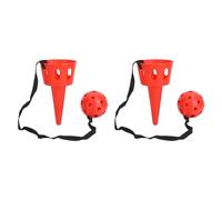 Pilipane Catch A Ball Set Plastic Matte Stable Grip Throw and Catch Ball Game for Reflexivity Exercise Indoor Outdoor Play Children Kids Gift 2 Set (Red)