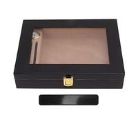 Pilipane Cigar Humidors Box Transparent Window Portable Cigar Humidor Case with Mechanical Hygrometer for Cigar Enthusiasts Real Wood Acrylic 20 Cigars Capacity 240x185x50mm
