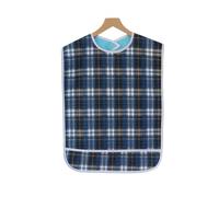 Pilipane Double Layer Plaid Bibs Greaseproof Adult Bibs Eating Apron Rice Bibs for Family Gatherings Holiday Feasts Blue Khaki Red 45x75cm 45x90cm (M)