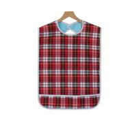 Pilipane Double Layer Plaid Bibs Greaseproof Adult Bibs Eating Apron Rice Bibs for Family Gatherings Holiday Feasts Blue Khaki Red 45x75cm 45x90cm (L)