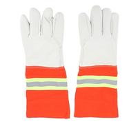 Pilipane Firefighting Gloves Heat Resistant Reflective Professional Rescue Gloves for Firefighters and Industrial Workers Cowhide Flame Retardant Cotton Fabric Adult Unisex Size 1 Pair