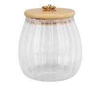 Pilipane Glass Sealed Jars Thickened Striped Transparent Easy Clean for Nuts Sugar Coffee Beans Tea Leaves Lid 580ml