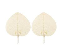 Pilipane Handheld Leaf Braided Fan Handmade Straw Chinese Craft Fan Creative Design Durable Material Labor Saving Fine Workmanship Portable for Home Decoration Gift 2 Pcs