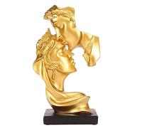 Pilipane Kissing Lover Statues Modern Romantic Couple Art Resin Sculpture Abstract Human Form Handcrafted Decoration for Living Room Bedroom Office Study 25.5x14.7x6.6cm (Gold)