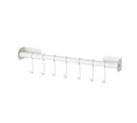 Pilipane Kitchen Rail with Sliding Hooks Wall Mounted Punch Utensil Hanging Rod for Kitchen Organization Carbon Steel 40cm