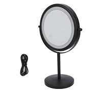 Pilipane LED Makeup Mirror 8 Inch Double Sided 3X Magnifying Touch Control 360 Degree Rotating Stainless Steel Lighted Vanity Mirror for Women Girls Makeup Skincare Black