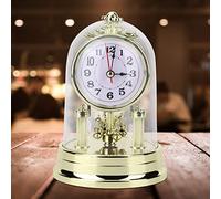 Pilipane Mantel Clocks,European Non-Ticking Battery Antique Table Clock, European Retro Style Clock,Oval Rotating Clock for Living Room Office Home Decor Shelf for Tabletop Shelf Desktop (Gold)