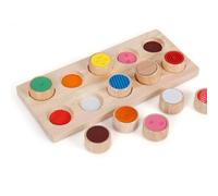 Pilipane Memory Touch Flip Board Sensory Memory Early Education Brain Training Memory Match Touch Block Toy Wooden Kids Learning Educational Game for Preschoolers Toddlers Rubberwood 10