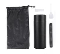 Pilipane Mini Portable PU Leather Cedarwood Lined Cigar Humidor Storage Pot Handcrafted Spanish Cedar Cigar Box with Hygrometer Humidifier for Home Travel Black Brown 7.5x7.5x20cm (Black)