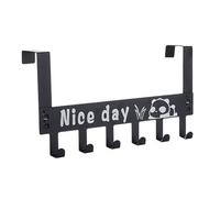 Pilipane Over The Door Hooks Heavy Duty Space Saving Metal Hanger Hooks for Coat Hat Bag Organizer Sturdy Iron Material 36x17.8cm (Black)