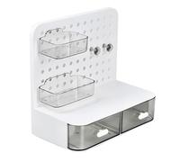 Pilipane Pegboard Desk Organizer Simple Multifunctional Plastic Storage Rack with Drawers for Stationery Headbands Office Home Workspace 600g (White)