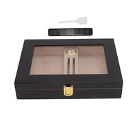 Pilipane Premium Cigar Humidor Box High Grade Spanish Cedar Wood Portable Cigar Case with Transparent Glass Large Capacity Cigar Storage for Cigar Lovers Black 9.4 x 7.4 x 1.9 Inches