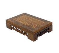 Pilipane Rectangular Wooden Display Stand Hand Carved Antique Wooden Base for Bonsai Buddha Sculptures Home Decor Exhibition Store Display Solid Wood Craft Ornament (S)