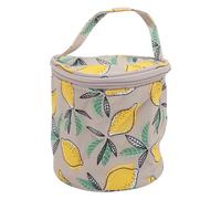 Pilipane Round Yarn Storage Bag Portable Knitting Thread Organizer Foldable Crochet Case for Crafters Beginners Yellow 600D Oxford Cloth 14 x 13cm