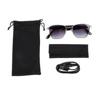 Pilipane Smart AI Glasses with Bluetooth Multifunctional Real Time Translation Smart Sunglasses Support for Deepseek for Meeting Travel Studying (Silver)