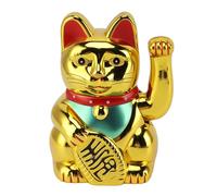Pilipane Solar Energy Waving Arm Fortune Cat Lucky Fortune Cat Desktop Decoration for Home Car Dashboard Office Desk 5 Inch Plastic Cartoon Style (Gold)
