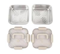Pilipane Stainless Steel Food Storage Container 2pcs Airtight Refrigerator Crisper Box for Kitchen Office Durable Metal Fruit Lunch Snack Organizer 8.07in