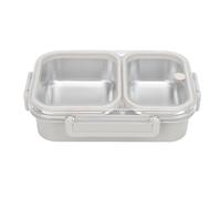 Pilipane Stainless Steel Lunch Box Container Sealed Odorproof 2 Compartment Portable Square 1.2L (Gray)