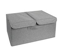 Pilipane Underwear Socks Storage Organizer Double Lid Foldable Thick Fabric Sock Underwear Storage Case for Bras Ties Towels Large Capacity Durable Material 50 x 30 x 25cm (Dark Gray)