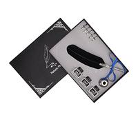 Pilipane Vintage Retro Quill Feather Dip Pen Set with 5 Replaceable Metal Nibs Elegant Antique Calligraphy Writing Pen for Artists Writers Students Natural Feather Zinc Alloy Multiple (Black)