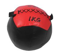 Pilipane Weighted Wall Ball 2.2lb 1KG PU Leather Soft Exercise Fitness Weight Ball for Strength Stretch Training (Black Red)
