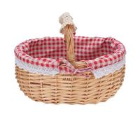 Pilipane Wicker Picnic Basket Hand Woven Empty Picnic Hamper Basket with Removable Liner Large Capacity for Outdoor Camping Wedding Gathering Wicker Linen Cotton 32x24x15cm (Red Plaid)