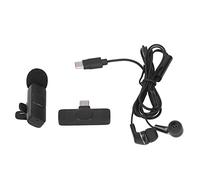 Pilipane Wireless Lapel Microphone Bluetooth Automatic Pairing Long Battery Life 10m Range Clear Sound Quality for Video Recording Live Streaming Black ABS Sponge Material