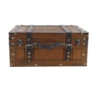 Pilipane Wooden Chest Portable Vintage Distressed Wood Storage Trunk Handbag Multifunctional Storage Box for Home Decor Photography Props Composite Wood Aluminum Alloy PU Leather (Large)