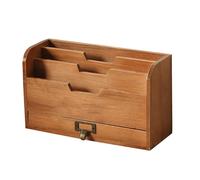 Pilipane Wooden Desktop Organizer Storage Rack Practical Multifunctional Office Desk Organizer with Drawer for Home Office Study Bedroom Dresser Pine Wood 10x29x16.7cm