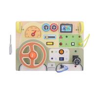 Pilipane Wooden Steering Wheel Toy Interactive LED Sensory Activity Board For Toddlers Preschoolers Early Educational Stimulation Basswood Plastic Material 11.8 x 8.5 x 3.3in