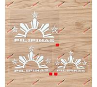 Pilipinas Tribal Three Stars Half Sun Philippines Filipino Tagalog Decal Vinyl Sticker - 3 Pack White, 10.2cm, 12.7cm, 15.2cm - Die Cut No Background for Car Boat