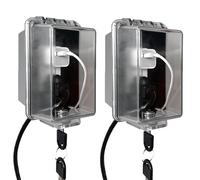 PILISPARK Baby Safety Dual Outlet Cover Box-Key Lock for Much Better Toddler Proofing,Easier Operation, Simple 4 Step Install with Included Screws,Provides Extra Space Inside for Plugs,Adapters(2Pack)