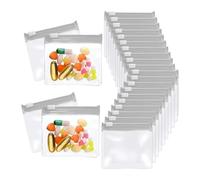 Pill Bags for Travel 100pcs Pill Pouch Bags Reusable Zippered Set Medicine Organizer 5Colors Self Sealing Translucent Trave(Mix)