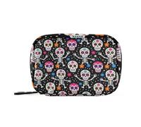 Pill Bags Travel Pill Organizer for Purse Dancing Sugar Skull Flower