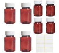 Pill Bottle, 8pcs Medication Pots with Labels, 50ml and 80ml Plastic Bottles, Ideal for Home and Travel Storage of Herbs, Spices, and Small Items