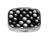 Pill Box 2 Compartment Black White Golf Tablet Box with Mirror Small Pill Organiser for Purse or Pocket Vitamin Organiser
