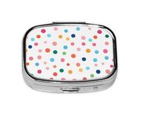 Pill Box 2 Compartment Coloful Polka Dot Pattern Tablet Box with Mirror Small Pill Organiser for Purse or Pocket Vitamin Organiser
