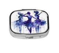 Pill Box 2 Compartment Dancer Tablet Box with Mirror Small Pill Organiser for Purse or Pocket Vitamin Organiser