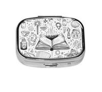 Pill Box 2 Compartment Magic Medicinal Herbs Tablet Box with Mirror Small Pill Organiser for Purse or Pocket Vitamin Organiser