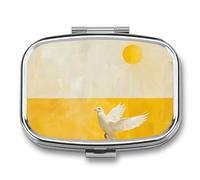 Pill Box 2 Compartment Medicine Pill Case A White Dove Flies by Printed Portable Pill Box Travel Pill Organizer for Pocket Purse Daily Medicine Vitamin Box Fish Oil Box Supplement Box