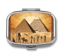 Pill Box 2 Compartment Medicine Pill Case Ancient Egypt Printed Portable Pill Box Travel Pill Organizer for Pocket Purse Daily Medicine Vitamin Box Fish Oil Box Supplement Box