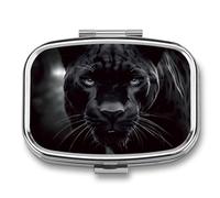 Pill Box 2 Compartment Medicine Pill Case Animal Panther Printed Portable Pill Box Travel Pill Organizer for Pocket Purse Daily Medicine Vitamin Box Fish Oil Box Supplement Box