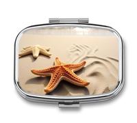 Pill Box 2 Compartment Medicine Pill Case Beach Landscape Printed Portable Pill Box Travel Pill Organizer for Pocket Purse Daily Medicine Vitamin Box Fish Oil Box Supplement Box