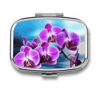 Pill Box 2 Compartment Medicine Pill Case Beautiful Orchid Printed Portable Pill Box Travel Pill Organizer for Pocket Purse Daily Medicine Vitamin Box Fish Oil Box Supplement Box