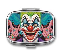 Pill Box 2 Compartment Medicine Pill Case Clowns Printed Portable Pill Box Travel Pill Organizer for Pocket Purse Daily Medicine Vitamin Box Fish Oil Box Supplement Box